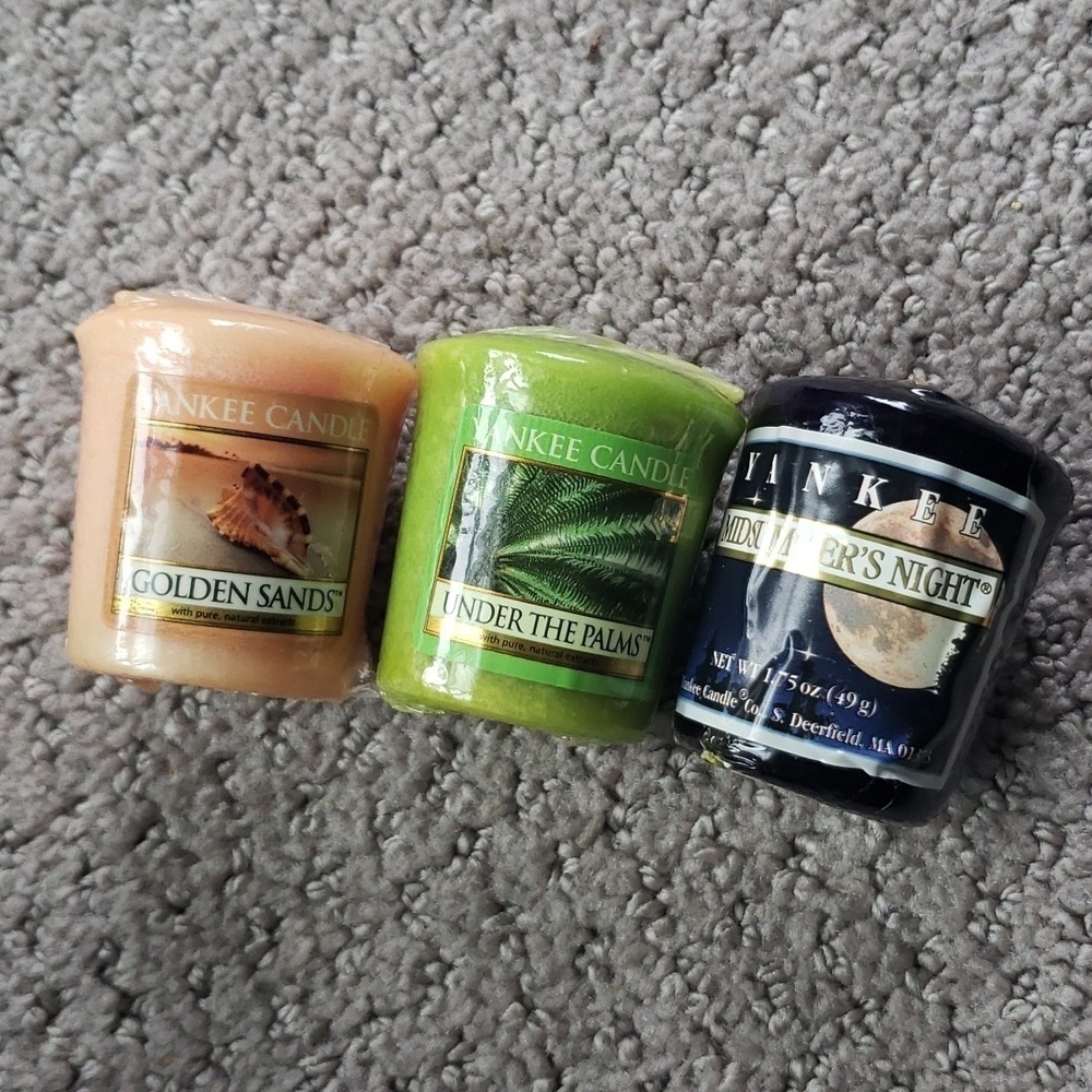 3 Yankee Candle votive lot3- mifmdsummer's night, under the palm and golden sand